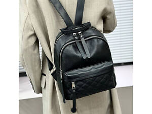 Женский кожаный рюкзак городской 30х23х12, рюкзак из натуральной кожи, черный.