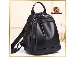 Женский кожаный рюкзак TidinBag черный городской рюкзак из натуральной кожи 25×28×14 см.