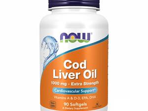 Жир із печінки тріски Now Foods Cod Liver Oil 1000mg 90 sgels (1086-2022-10-0064)