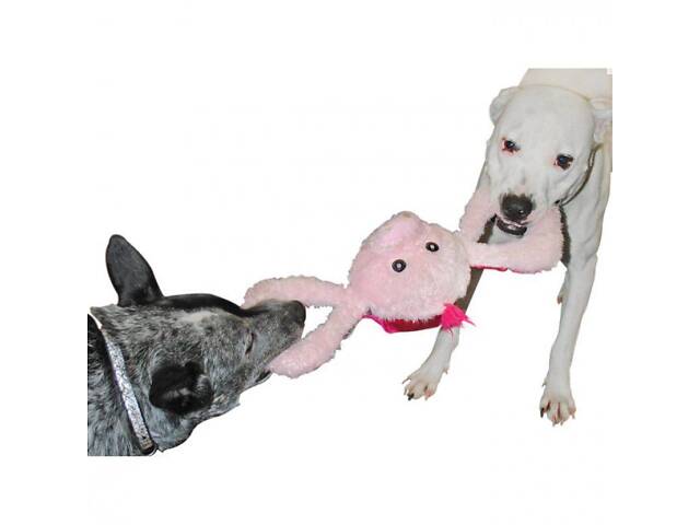 Jolly Pets TUG-A-MAL Pig Dog Toy (Джоллі Петс) м'яка іграшка для собак Свинка з пищалкою Великий - 10х30х11 см. - Фото 2