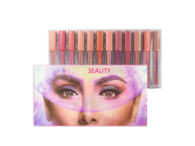 Жидкая помада для губ стойкая Huda Beauty Matte Liquid Lipstick матовая (12 шт/палитра)