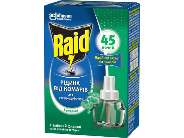 Жидкость для фумигатора Raid от комаров 45 ночей с эвкалиптом (5000204329100) - Фото 1