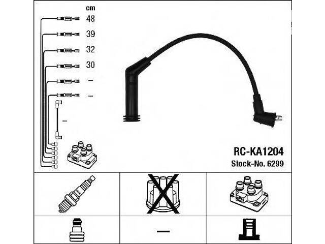 К-кт проводiв NGK (RC-KA1204) HYUNDAIKIA AtosPicanto 1,0-1,5 00-13 NGK 6299 на HYUNDAI i10 (PA)