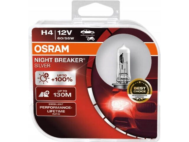 К-т 2шт. Автолампы Osram Night Breaker Silver H4 60/55W +100% света