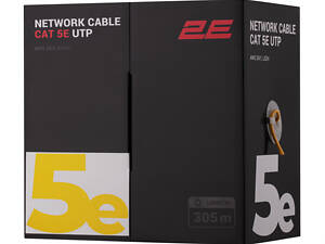 Кабель 2E CAT 5e, U-UTP, 305м, AWG 24/1, LSZH, жовтий (2E-CBL5EUTP-LSZH-YLW)