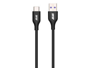 Кабель 2E USB-A &gt; USB-C заряджання/синхронізації 1м, Type-C, Glow, чорний (2E-CCAC-BL)