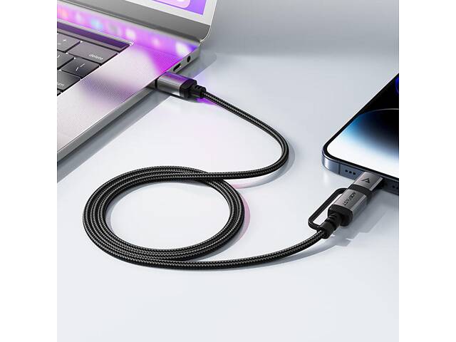 Кабель ACEFAST C20-01 USB-C to USB-C / Lightning aluminum alloy connectors charging data cable Black yL. - Фото 4
