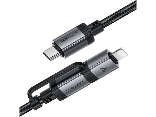 Кабель ACEFAST C20-01 USB-C to USB-C / Lightning aluminum alloy connectors charging data cable Black yL. - Фото 6
