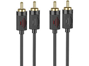Кабель аудіо Hoco UPA29 2 RCA to 2 RCA red and white double lotus (1.5m) Black