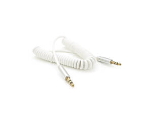 Кабель AUX Audio DC3.5 тато-тато 1.5 м пружина, CCA Stereo Jack, (круглий) White cable, Box