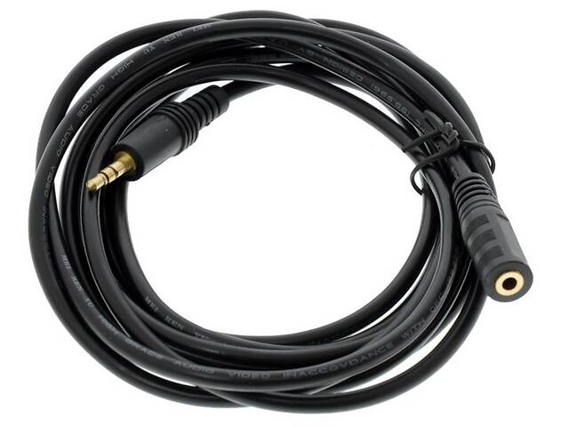 Кабель AUX Audio TRS M/F 5.м чорний OEM - Фото 1