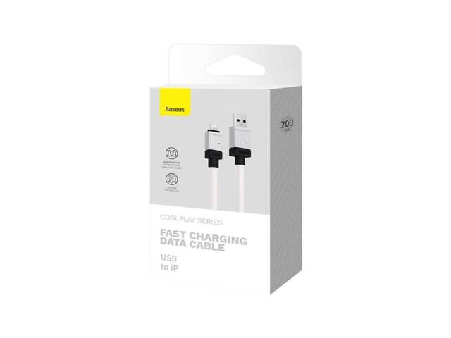 Кабель Baseus CoolPlay Series Fast Charging Cable USB to iP 2.4A 1m White yL. - Фото 2