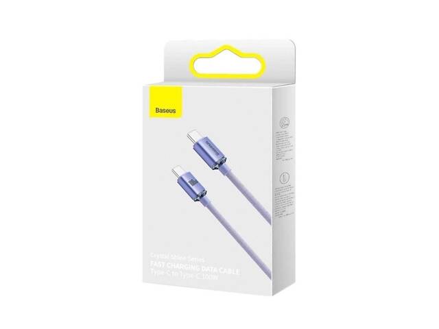 Кабель Baseus Crystal Shine Series Fast Charging Data Cable Type-C to Type-C 100W 1.2m Purple yL. - Фото 2