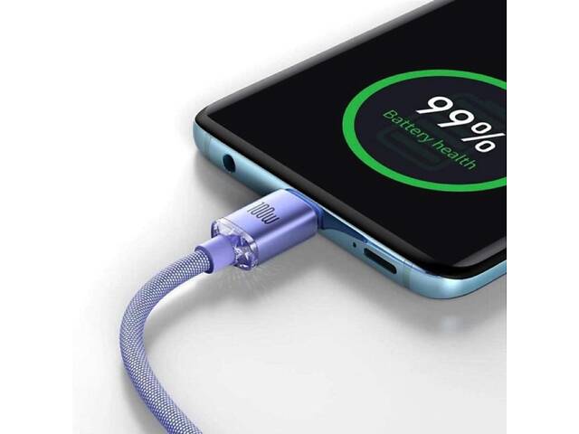 Кабель Baseus Crystal Shine Series Fast Charging Data Cable Type-C to Type-C 100W 1.2m Purple yL. - Фото 4