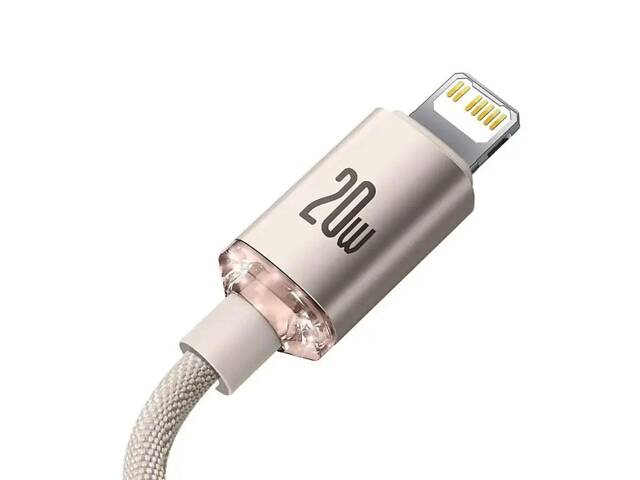 Кабель Baseus Crystal Shine Series Fast Charging Data Cable Type-C to iP 20W 1.2m Pink yL. - Фото 6