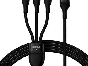 Кабель Baseus Flash Series Ⅱ One-for-three Fast Charging Data Cable USB M+L+C 100W 1.2m Black yL.