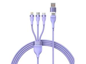 Кабель Baseus Flash Series Ⅱ Two-for-three Charging Cable U+C to M+L+C 100W 1.2m Purple yL.