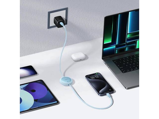 Кабель Baseus Free2Pull Mini Charging Cable USB-C to USB-C 60W 1m Galaxy Blue yL. - Фото 7