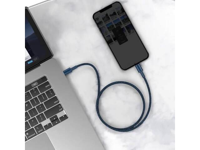 Кабель Baseus High Density Braided Fast Charging Data Cable Type-C to iP PD 20W 1m Blue yL. - Фото 8