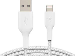 Кабель Belkin USB-A - Lightning, BRAIDED, 1 м, білий (CAA002BT1MWH)