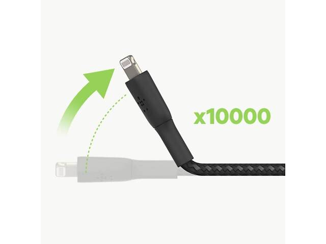 Кабель Belkin USB-A - Lightning, BRAIDED, 1 м, білий (CAA002BT1MWH) - Фото 4