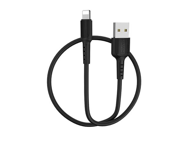 Кабель BOROFONE BX16 USB to iP 2A, 1m, PVC, TPE connectors, Black yL. - Фото 1