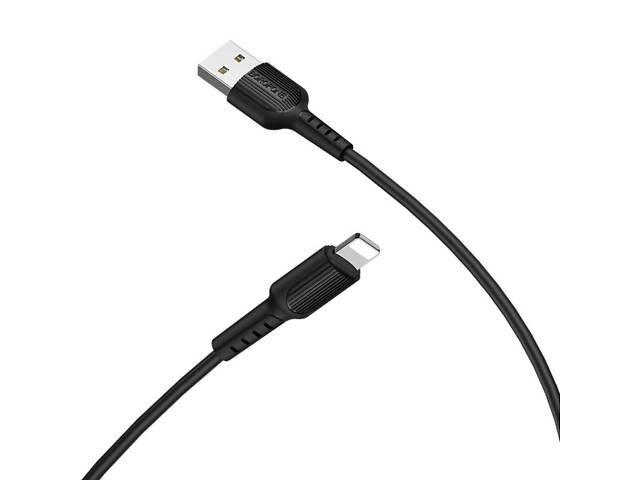 Кабель BOROFONE BX16 USB to iP 2A, 1m, PVC, TPE connectors, Black yL. - Фото 2