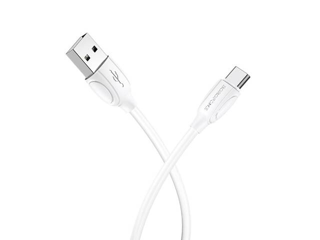 Кабель BOROFONE BX19 USB to Type-C 3A, 1m, PVC, TPE connectors, White yL. - Фото 3