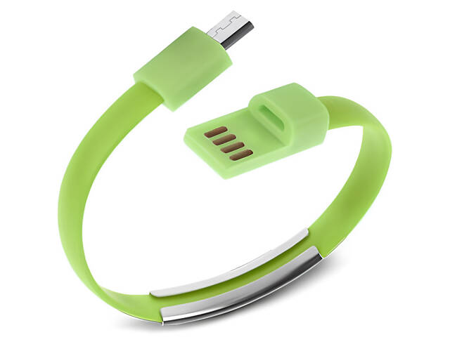 Кабель-браслет micro USB 2.0, зелений RTL - Фото 1