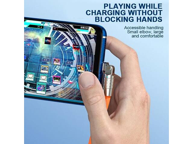 Кабель быстрой зарядки Lightning Super Fast Charge 120w 6A (150 см) черный, с подсветкой, поворотный 180° - Фото 6