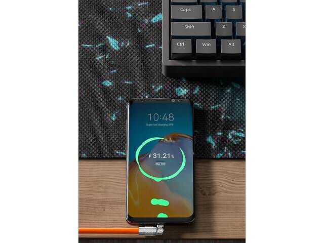 Кабель быстрой зарядки Lightning Super Fast Charge 120w 6A (150 см) черный, с подсветкой, поворотный 180° - Фото 7