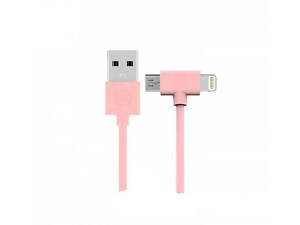 Кабель Combo 2-in-1 Axe Lightning/microUSB 1м pink WK 304704