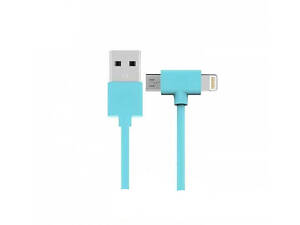 Кабель Combo 2-in-1 Axe Lightning/microUSB 1м blue WK 304703