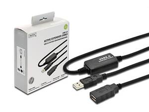 Кабель DIGITUS USB 2.0 (AM/AF) активный удлинитель 10м Black (DA-73100-1)