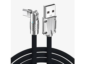 Кабель для быстрой зарядки USB Type-C 120w 6A (150 см) черный, с подсветкой. Поворотный кабель Type-C 180°