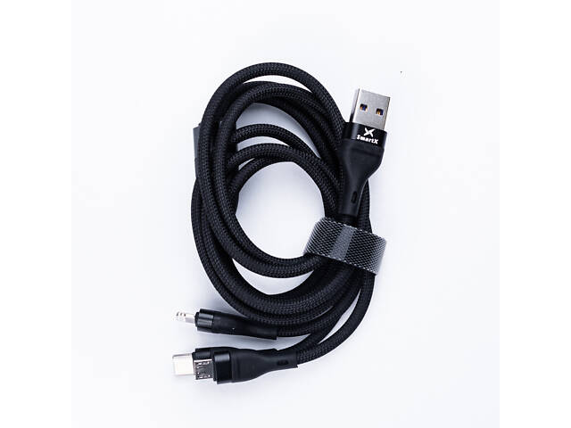 Кабель SmartX 3-in-1 Charging Data Cable USB-A to microUSB/USB-C/Lightning кабель для зарядки 3 в 1 - Фото 2