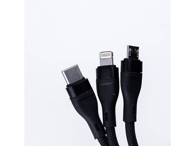 Кабель SmartX 3-in-1 Charging Data Cable USB-A to microUSB/USB-C/Lightning кабель для зарядки 3 в 1 - Фото 3