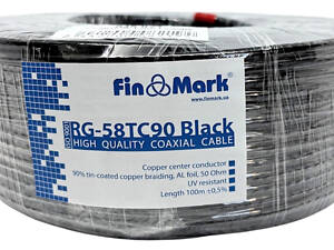 Кабель Finmark Фінмарк RG 58 TC 90 CU багатожильний мідний 50 Ом антенний для модемів і роутерів 100 метрів
