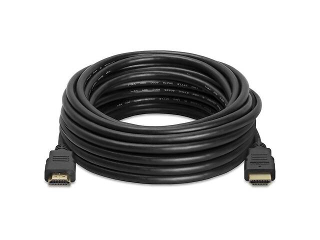 Кабель HDMI-HDMI HIGH SPEED 20m, v1.4, OD-7.5mm, круглий Black, коннектор Black, (Пакет) Q30 - Фото 1