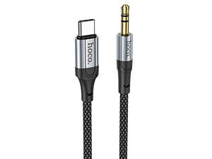 Кабель HOCO UPA26 DC3.5 (тато) => Type-C (тато), круглий в обплетенні, 1м, Black, Box