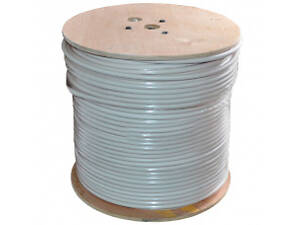 Кабель коаксиальный RITAR W305-F690BV, 1,02 мм.CCS, 112x0.12m CCA желтый экран, 75 Ом, FPE, оболочка 6,91мм белая PVC, к