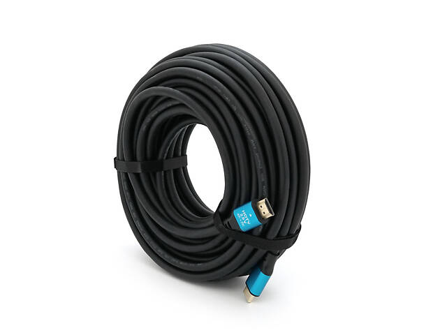Кабель Merlion HDMI-HDMI 4Kx2K Ultra HD, 20.0m, v2,0, круглый Black, коннектор Blue, Blister-box, Q10