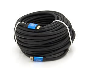 Кабель Merlion HDMI-HDMI 4Kx2K Ultra HD, 25.0m, v2,0, круглий Black, конектор Blue, Blister-box, Q10