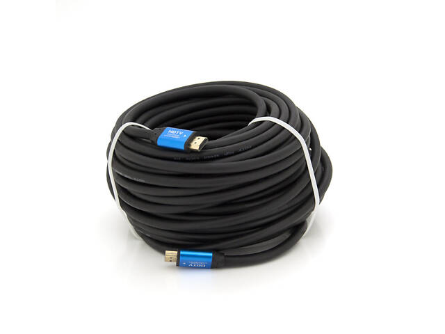 Кабель Merlion HDMI-HDMI 4Kx2K Ultra HD, 25.0m, v2,0, круглый Black, коннектор Blue, Blister-box, Q10