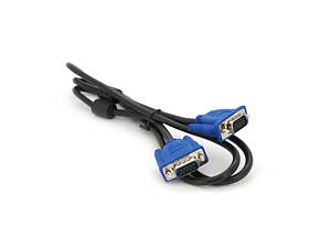 Кабель Merlion VGA 3+2 1.5m, male to male (тато-тато), 2 ферити, чорно-синій, пакет Q300