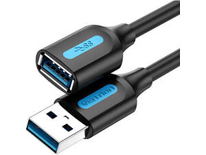 Кабель подовжувач USB 2.0 M - USB 2.0 F 1.5м, PVC Type чорний, Vention
