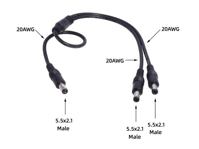 Кабель розгалужувач живлення для роутера DC (Male) - 2xDC (Male) 5.5х2.1мм 30 см - Фото 2