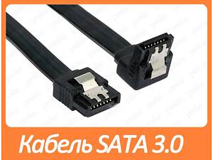 Кабель SATA 3.0 із засувками кутовий чорний