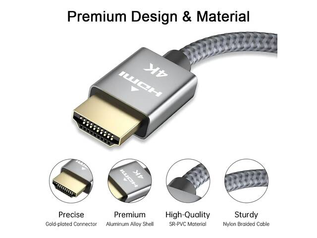 Кабель Ult-Unite HDMI 2.0 300 см. HDMI кабель 18 Гбіт, 60 Гц 4К, для MacBook Pro, Playstation 5, Xbox, TV - Фото 9