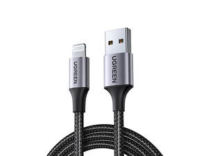 Кабель USB 2.0 AM-Lightning M, 1 м, 2.4A, Чорний, US199 UGREEN